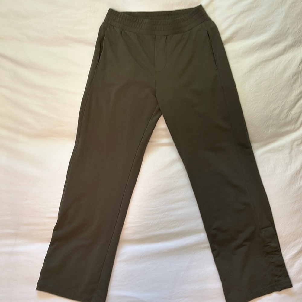 Pact organic olive green/ lavender track snap pants-Small